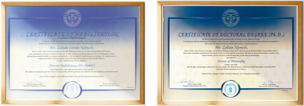 Certificates von Dr. Nemeth